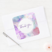 紫、緑、ピンクの流れる色ありがとう スクエアシール (封筒)