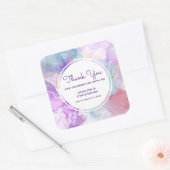 紫、緑、ピンクの流れる色ありがとう スクエアシール (封筒)