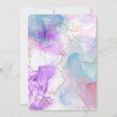 紫、緑、ピンクの流れる色エレガントな結婚式 招待状 (裏面)