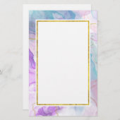 紫、緑、ピンクの流れる色エレガント (正面/裏面)