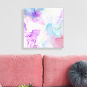 紫、緑、ピンクの流れる色エレガント キャンバスプリント (インサイチュ (リビング))