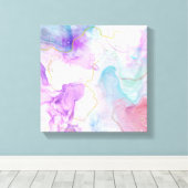 紫、緑、ピンクの流れる色エレガント キャンバスプリント (インサイチュ (ウッドフロア))