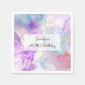 紫、緑、ピンクの流れる色エレガント スタンダードカクテルナプキン (正面)