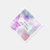 紫、緑、ピンクの流れる色エレガント スタンダードカクテルナプキン (角)