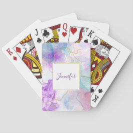 紫、緑、ピンクの流れる色エレガント トランプ