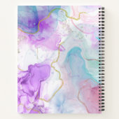 紫、緑、ピンクの流れる色エレガント ノートブック (裏面)
