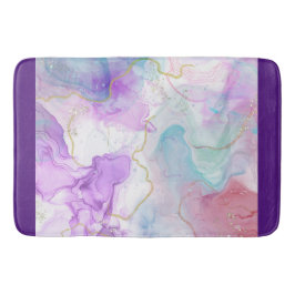 紫、緑、ピンクの流れる色エレガント バスマット