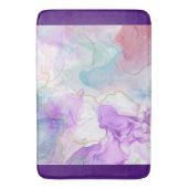 紫、緑、ピンクの流れる色エレガント バスマット (正面縦)