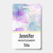 紫、緑、ピンクの流れる色エレガント バッジ (裏面)