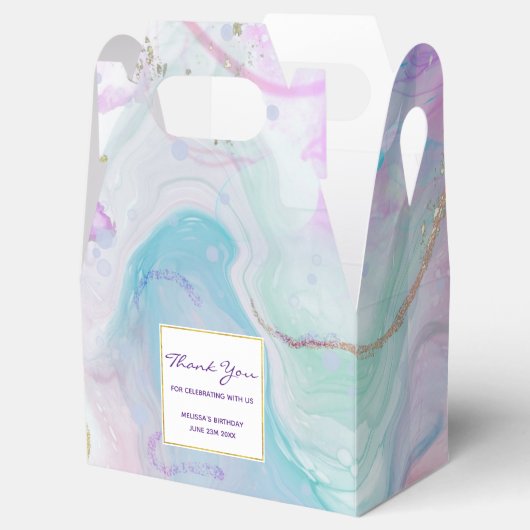 紫、緑、ピンクの流れる色エレガント フェイバーボックス (オープン)