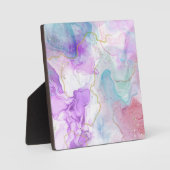 紫、緑、ピンクの流れる色エレガント フォトプラーク (正面)