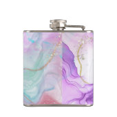 紫、緑、ピンクの流れる色エレガント フラスク (裏面)