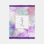 紫、緑、ピンクの流れる色エレガント フリースブランケット (正面)