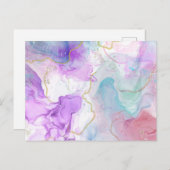 紫、緑、ピンクの流れる色エレガント ポストカード (正面/裏面)