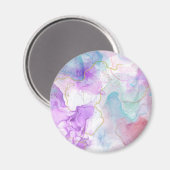 紫、緑、ピンクの流れる色エレガント マグネット (正面/裏面)