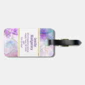 紫、緑、ピンクの流れる色エレガント ラゲッジタグ (裏面横)
