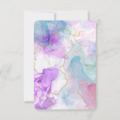 紫、緑、ピンクの流れる色エレガント 出欠カード (裏面)