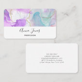 紫、緑、ピンクの流れる色エレガント 名刺 (正面/裏面)
