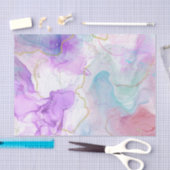 紫、緑、ピンクの流れる色エレガント 薄葉紙 (クラフト)