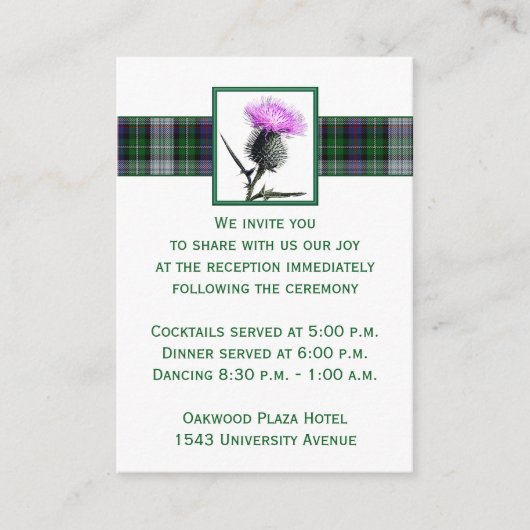 紫、緑、白のタータンチェックアザラシ囲みカード エンクロージャーカード (正面)