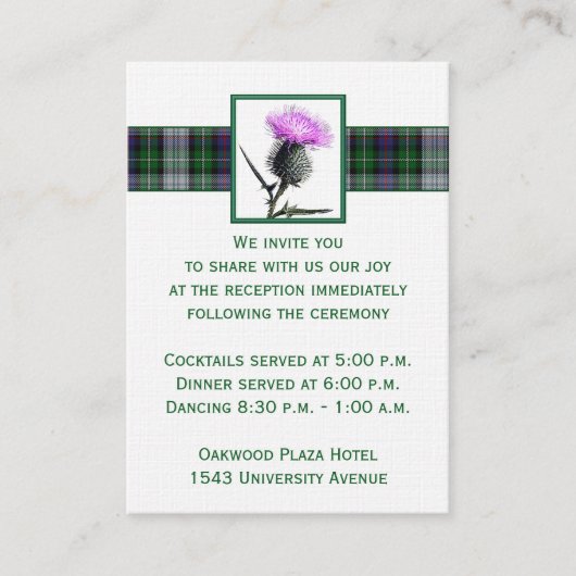 紫、緑、白のタータンチェックアザラシ囲みカード エンクロージャーカード (正面)