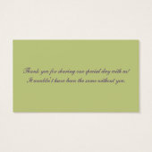 紫、緑、白のダマスクの結婚式メッセージカード (裏面)