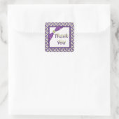 紫、緑、白スクエアありがとうステッカー スクエアシール (バッグ)