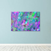 紫、緑、青の大理石の《写真》ぼけ味流体アート キャンバスプリント (インサイチュ (ウッドフロア))