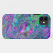 紫、緑、青の大理石の《写真》ぼけ味流体アート Case-Mate iPhoneケース (裏面(横))