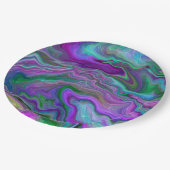 紫、緑、青の流体アート大理石 ペーパープレート (アングル)
