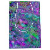 紫、緑、青の流体アート《写真》ぼけ味大理石 ミディアムペーパーバッグ (正面)
