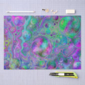 紫、緑、青の流体アート《写真》ぼけ味大理石 薄葉紙 (クラフト)
