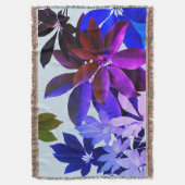 紫、緑、青の葉ブランケット スローブランケット (正面縦)