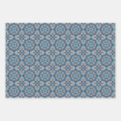 紫、緑、青、サーモンと黄色のタイルパターン ラッピングペーパーシート (正面3)