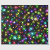 紫、緑、青、星クリスマス ラッピングペーパー (フラット)