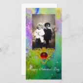 紫、緑、黄色のハートスパークルのケルト金ゴールド シーズンカード (正面/裏面)