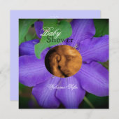 紫「花の子」ソノグラムベビーシャワー招待状 招待状 (正面/裏面)