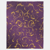 紫、薄紫、金ゴールド、黄金、ウイルス、抽象芸術 フリースブランケット (正面)