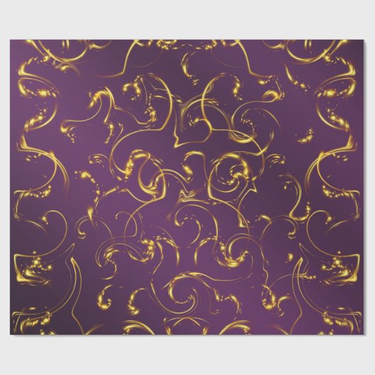 紫、薄紫、金ゴールド、黄金、ウイルス、抽象芸術 ラッピングペーパー (フラット)
