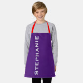 紫、赤いストラップ、ジャンボ名 エプロン (着用した状態)