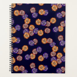 紫、赤、オレンジのウイルス プランナー手帳