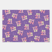 紫、赤、ピンクの21歳の誕生日の折り返し紙  ラッピングペーパーシート (正面2)