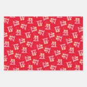 紫、赤、ピンクの21歳の誕生日の折り返し紙  ラッピングペーパーシート (正面)