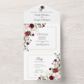 紫、赤、ピンク、金ゴールドフローラ | オールインワン招待状 (内側)