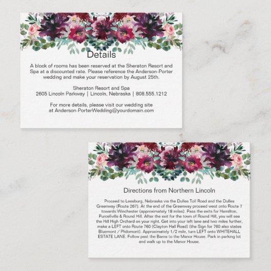 紫 赤 マルベ ピンクの花束 カード (正面/裏面)