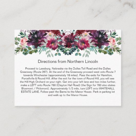 紫 赤 藤色 ピンクの花束 カード (裏面)