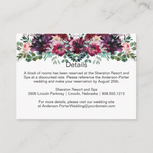 紫 赤 藤色 ピンクの花束 カード (正面)