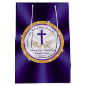 紫、金ゴールドと白、キリスト教抱き枕 ミディアムペーパーバッグ (裏面)