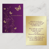 紫、金ゴールドフローラ蝶エンクロージャカード エンクロージャーカード (正面/裏面)