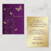 紫、金ゴールドフローラ蝶エンクロージャカード エンクロージャーカード (正面/裏面)
